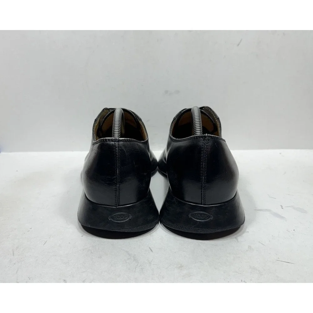Tod's Plain Toe Blucher Dress Shoes Black‎ Men's Size 10 US / 9 Made In Italy